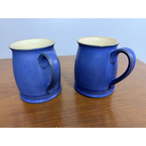 Denby Langley Tudor Cobalt Blue Stoneware Mugs Set of 2 England - Picture 4 of 9